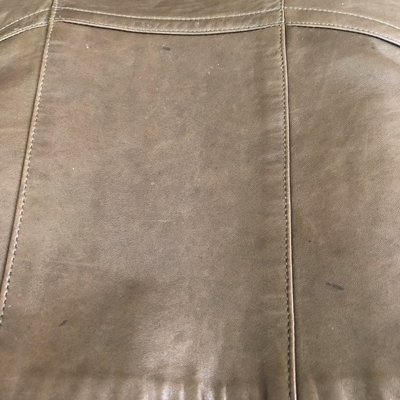Vintage 80s mossy taupe leather midi pencil skirt - Picture 15 of 15